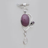 925 Sterling Silver Ruby Drop Pendants