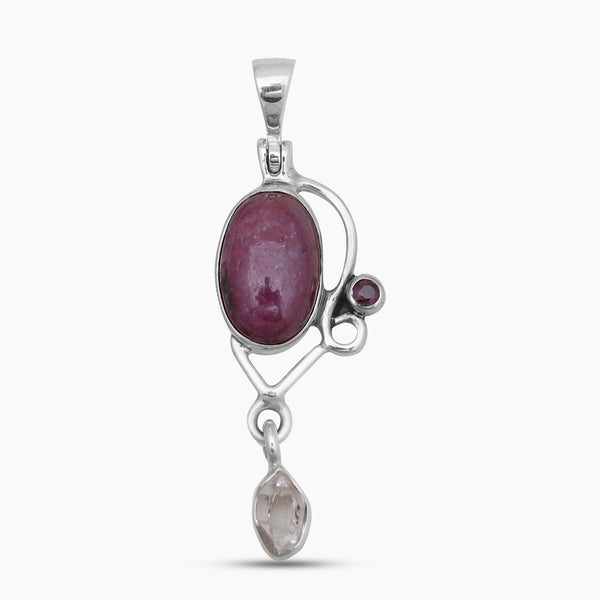 925 Sterling Silver Ruby Drop Pendants