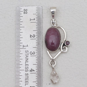 925 Sterling Silver Ruby Drop Pendants