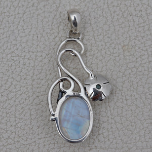 Rainbow Moonstone Silver Pendants