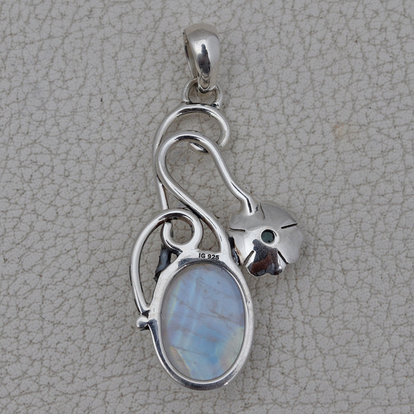 Rainbow Moonstone Silver Pendants