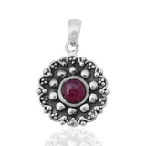 Natural Ruby Silver Pendant