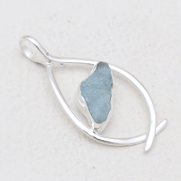 925 Sterling Silver Aquamarine Pendant