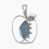 925 Silver Raw Aquamarine Pendants