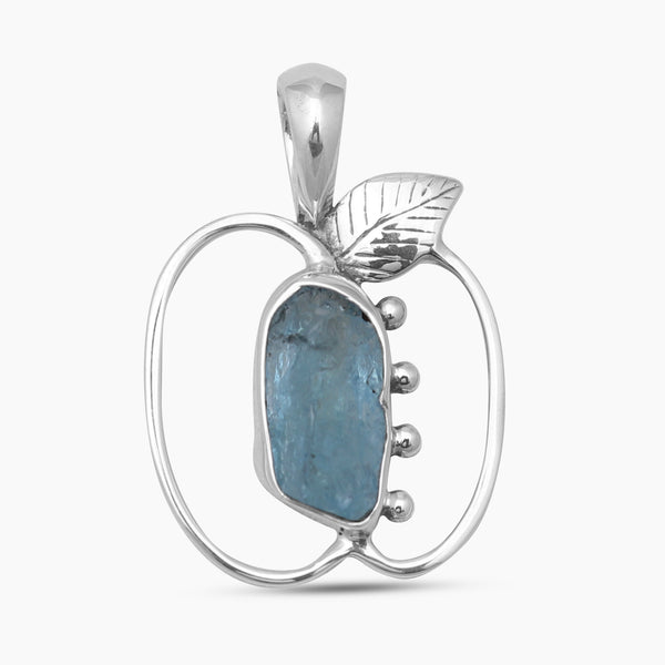 925 Silver Raw Aquamarine Pendants