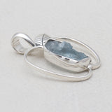 925 Silver Raw Aquamarine Pendants
