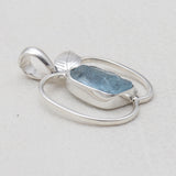 925 Silver Raw Aquamarine Pendants
