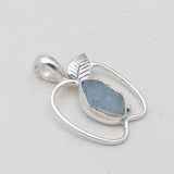 925 Silver Raw Aquamarine Pendants