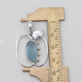 925 Silver Raw Aquamarine Pendants