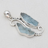 925 Silver Raw Aquamarine Pendants