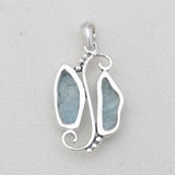 925 Silver Raw Aquamarine Pendants