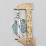 925 Silver Raw Aquamarine Pendants
