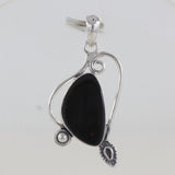 Natural Black Onyx Gemstone Silver Pendant