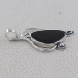 Natural Black Onyx Gemstone Silver Pendant