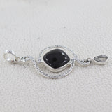 Black Onyx With Herkimer Diamond Silver Pendant