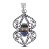 Rainbow Calsilica Gemstone Silver Pendants