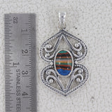 Rainbow Calsilica Gemstone Silver Pendants