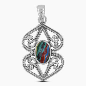 Rainbow Calsilica Gemstone Silver Pendants