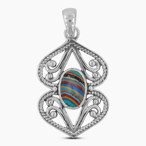 Rainbow Calsilica Gemstone Silver Pendants