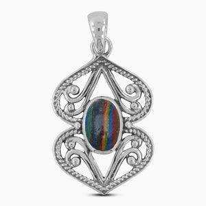 Rainbow Calsilica Gemstone Silver Pendants