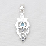925 Sterling Silver Blue Topaz Pendants