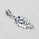 925 Sterling Silver Blue Topaz Pendants