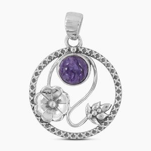 925 Sterling Silver Charoite Pendants