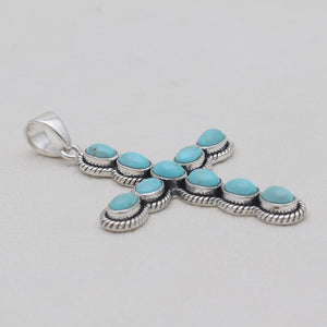 Mexican Turquoise Cross Silver Pendants