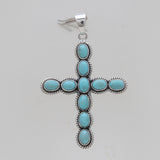 Mexican Turquoise Cross Silver Pendants