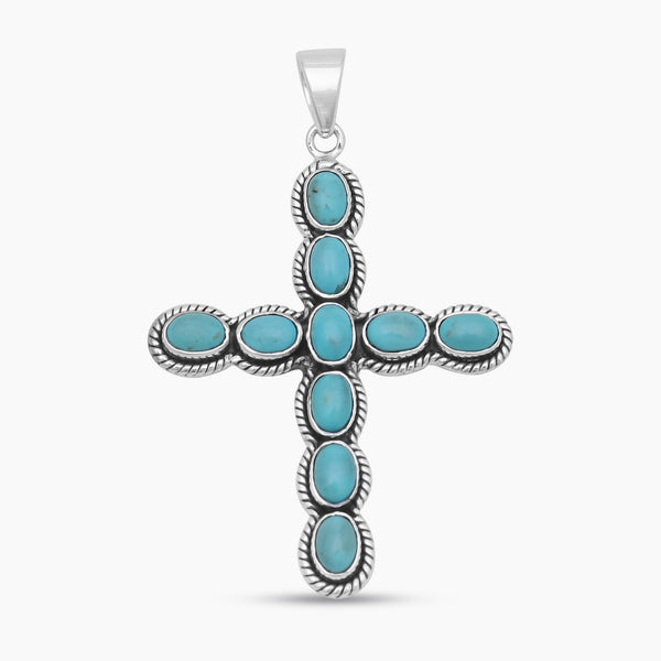 Mexican Turquoise Cross Silver Pendants