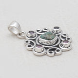 Raw Emerald & Ruby Silver Pendant