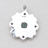 Raw Emerald & Ruby Silver Pendant