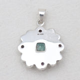 Raw Emerald & Ruby Silver Pendant