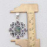 Raw Emerald & Ruby Silver Pendant