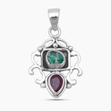 Emerald & Ruby Silver Women Pendants