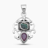 Emerald & Ruby Silver Women Pendants