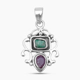 Emerald & Ruby Silver Women Pendants