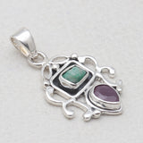Emerald & Ruby Silver Women Pendants