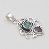 Emerald & Ruby Silver Women Pendants