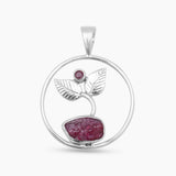 Raw Ruby Silver Pendants