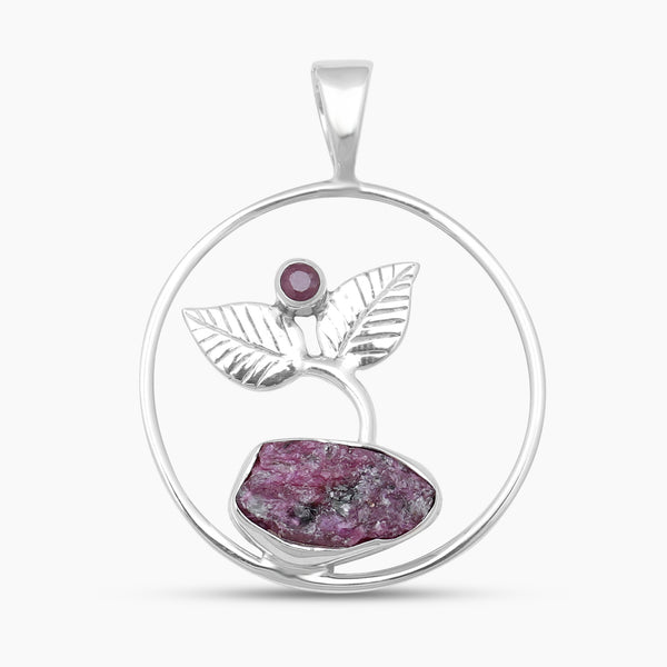 Raw Ruby Silver Pendants
