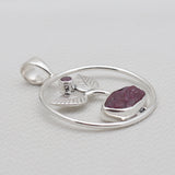 Raw Ruby Quartz Silver Pendants