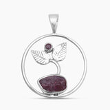 Raw Ruby Quartz Silver Pendants