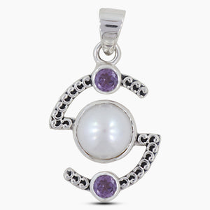 Pearl & Amethyst Silver Pendant