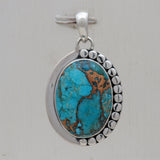 Blue Copper Turquoise Silver Pendant Set