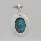 Blue Copper Turquoise Silver Pendant Set