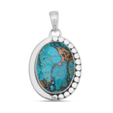 Blue Copper Turquoise Silver Pendant Set