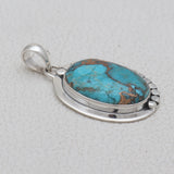 Blue Copper Turquoise Silver Pendant Set