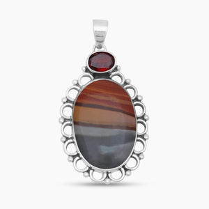 925 Sterling Silver Polychrome Jasper Pendants