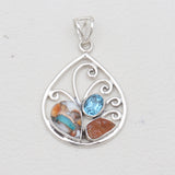 Turquoise Spiny Oyster Silver Pendants